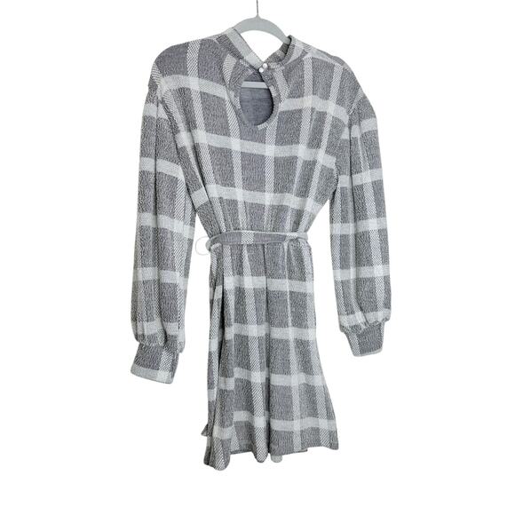 Free People Dress Small Long Sleeve Plaid Belted - Picture 2 of 6
